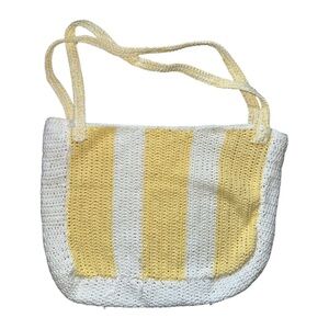 Stylish Yellow and White HAND KNIT Tote Bag